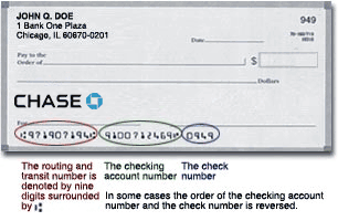 bank account number on check chase